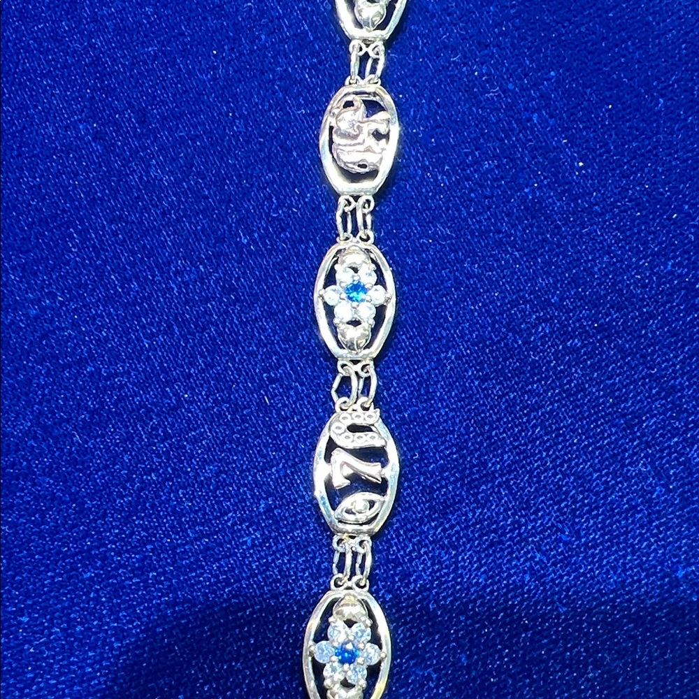 Yellow gold Blue Crystal Link Bracelet - Women Jewelry